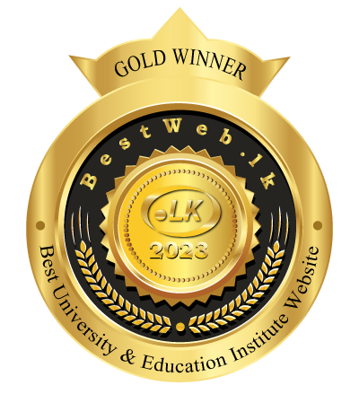 BestWeb.lk 2023 Gold Winner: Best University Website, featuring a golden ribbon and medal.