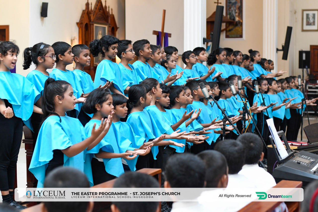Childrens choir performing at St. Josephs Church Easter event.