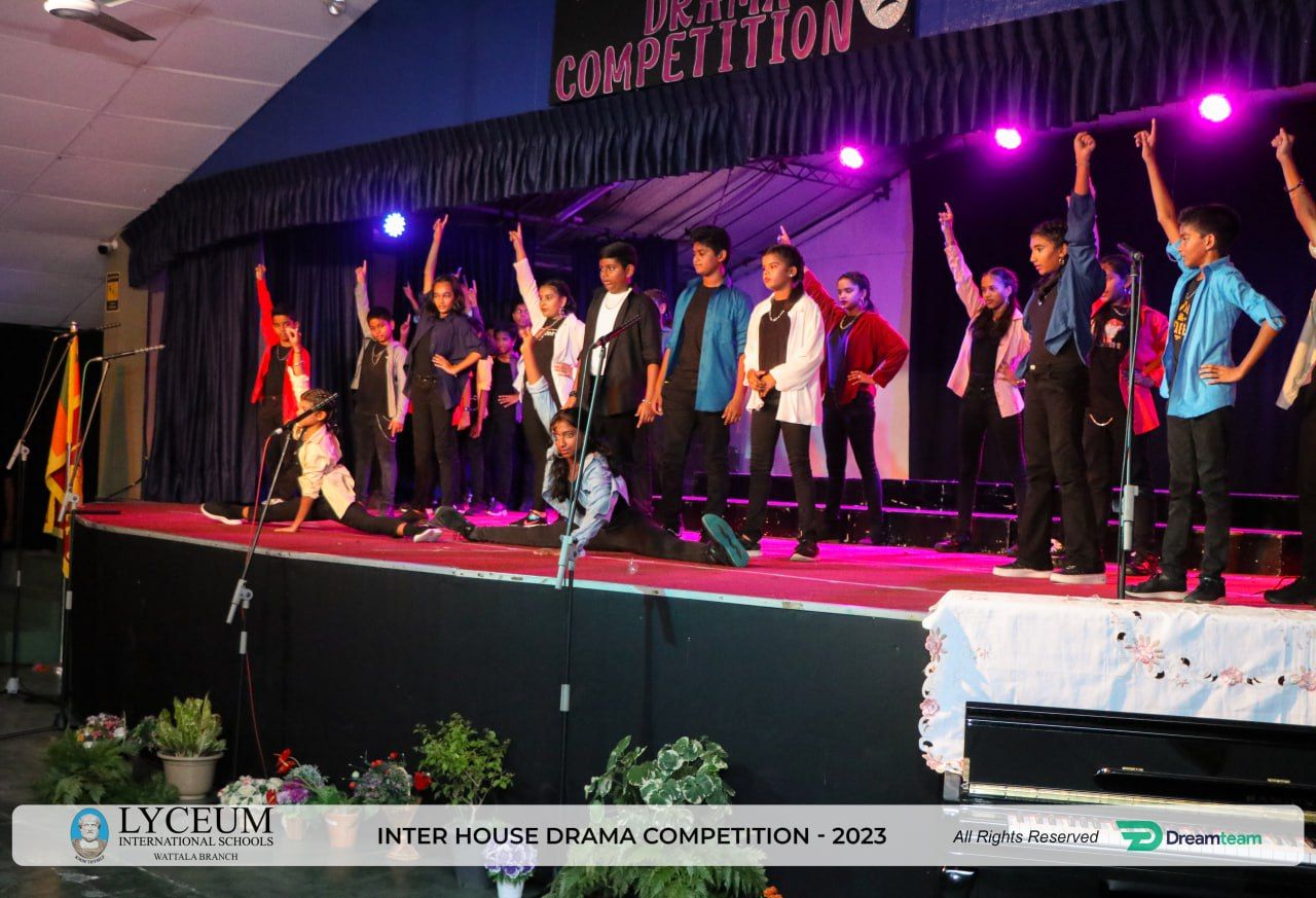 Students performing at Lyceum International Schools Inter House Drama Competition 2023.