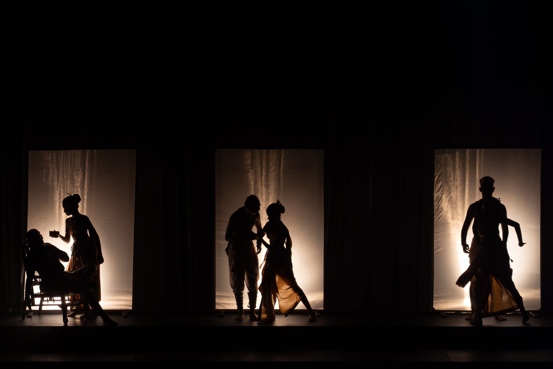 theater silhouettes backlit frames