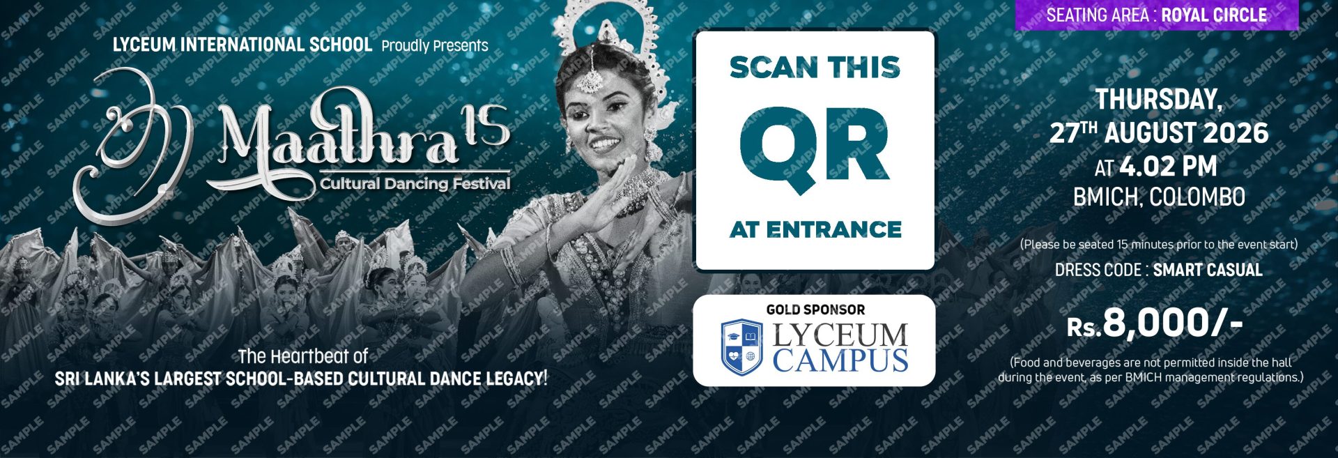 Maathra 15 Royal Circle Dance Festival Ticket 2026 Colombo Maathra 15 cultural dance festival Lyceum Royal Circle ticket, Colombo, August 2026, Sri Lanka.
